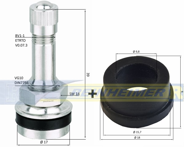 PKW-Felgenventil 40MS/11,3 und 15,7mm